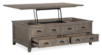 Hanson 50” Traditional Pine Lift Top Coffee Table with Storage and Casters - Dovetail Grey 