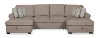 Haven 3-Piece Chenille Sleeper Sectional - Taupe 