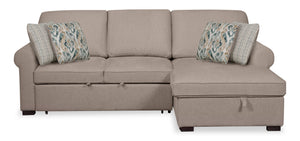 Scott Living Haven 2-Piece Right-Facing Chenille Fabric Sleeper Sectional with Storage Chaise - Taupe