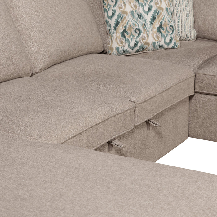 Scott Living Haven 3-Piece Left-Facing Chenille Fabric Sleeper Sectional with Storage Chaise - Taupe