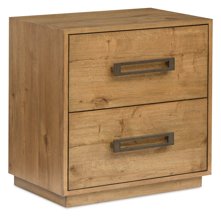 Scott Living Henri Bedside 2-Drawer Nightstand with USB Ports, 26\"W x 26\"H, Wood - Brown