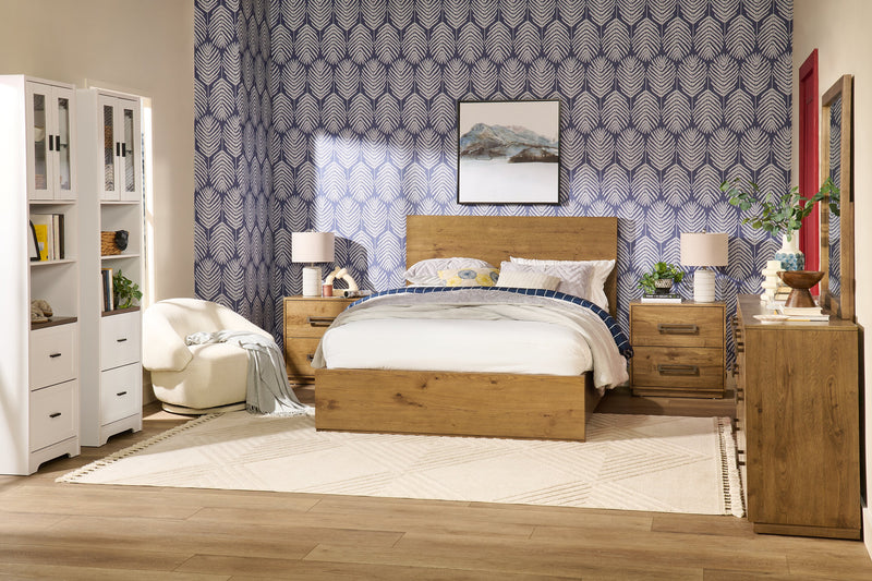 Scott Living Henri Bedside 2-Drawer Nightstand with USB Ports, 26\"W x 26\"H, Wood - Brown