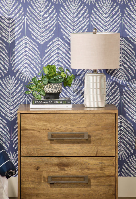 Scott Living Henri Bedside 2-Drawer Nightstand with USB Ports, 26\"W x 26\"H, Wood - Brown