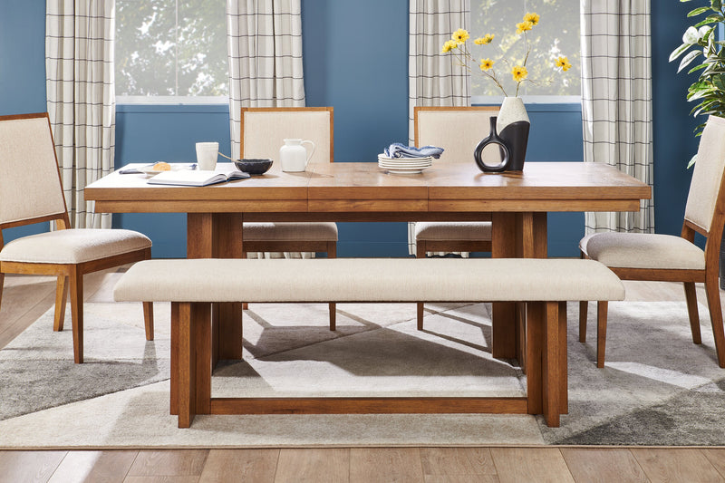 Scott Living Henri Dining Bench with Polyester Fabric, Wood, 68\"W - Brown