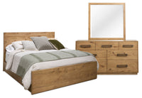 Scott Living Henri 5pc Bedroom Set with Bed, Dresser & Mirror, Wood, Brown - Queen Size 