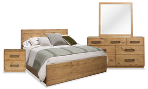 Scott Living Henri 6pc Bedroom Set with Bed, Dresser, Mirror & Nightstand, Wood, Brown - Queen Size
