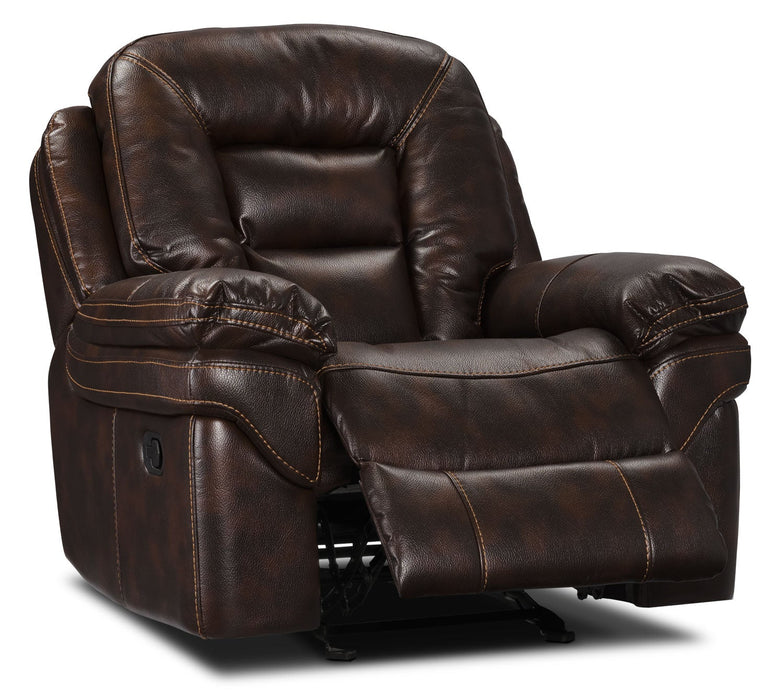 Leo 41\" Leather-Look Fabric Rocker Reclining Chair - Walnut Brown