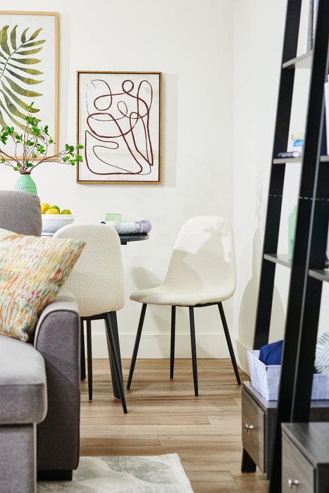 Joss Dining Chair with Polyester Fabric, Metal - White