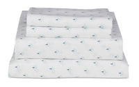 Kort & Co. Flower 4-Piece King Sheet Set - Blue and White