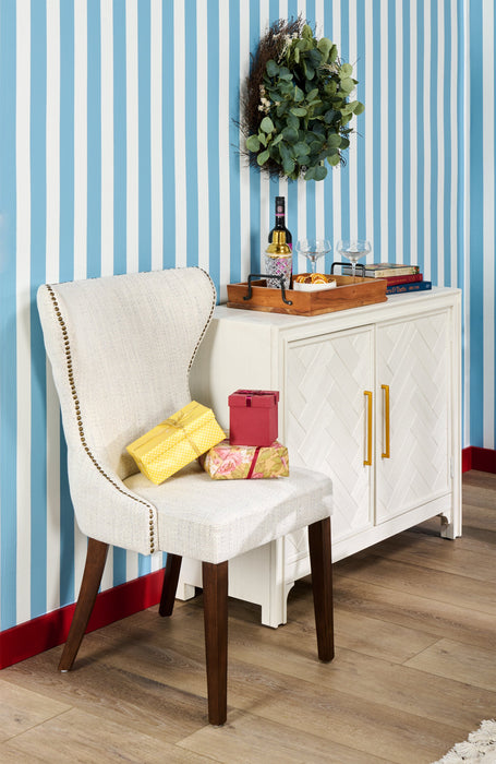 Shea Wing-Back Dining Chair with Linen-Look Fabric, Wood - Ivory