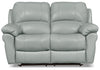 Kobe Genuine Leather Reclining Loveseat - Blue 