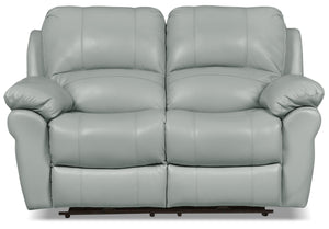 Kobe Genuine Leather Reclining Loveseat - Blue 