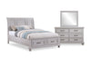 Kylie 5pc Bedroom Set with Storage Bed, Dresser & Mirror, Grey - Queen Size