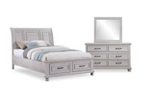 Kylie 5pc Bedroom Set with Storage Bed, Dresser & Mirror, Grey - Queen Size 