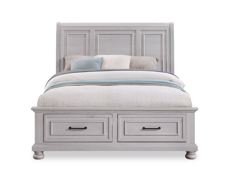 Kylie 6pc Bedroom Set with Storage Bed, Dresser, Mirror & Nightstand, Sand - Queen Size