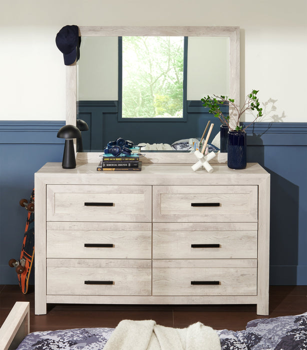 Lark Bedroom 6-Drawer Dresser, 58\"W x 35\"H - Rustic White