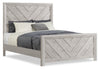 Lark Panel Bed with Headboard & Frame, Chevron Pattern, Rustic White - Full Size