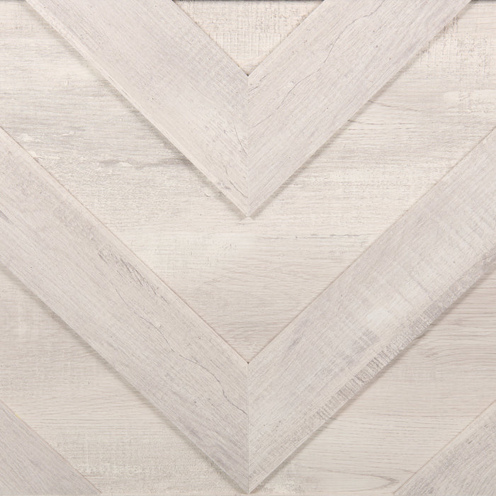 Lark Panel Bed with Headboard & Frame for Kids, Chevron Pattern, Rustic White - Twin Size