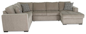 Legend 4-Piece Right-Facing Chenille Sleeper Sectional - Platinum 