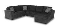 Made in Canada Legend 3-Piece Right-Facing Chenille Fabric Sleeper Sectional with Storage Chaise - Pepper Grey 