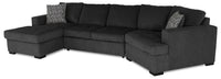 Legend 3-Piece Right-Facing Chenille Cuddler Sleeper Sectional with Chaise - Pepper  