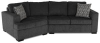 Made in Canada Legend 2-Piece Left-Facing Chenille Fabric Cuddler Sectional - Pepper Grey 