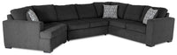 Legend 3-Piece Left-Facing Chenille Cuddler Sleeper Sectional - Pepper 