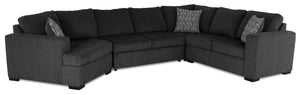 Made in Canada Legend 4-Piece Left-Facing Chenille Fabric Cuddler Sleeper Sectional - Pepper Grey