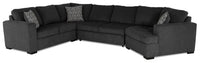 Made in Canada Legend 4-Piece Right-Facing Chenille Fabric Cuddler Sleeper Sectional - Pepper Grey 