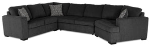 Legend 4-Piece Right-Facing Chenille Cuddler Sleeper Sectional - Pepper