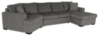 Legend 3-Piece Left-Facing Chenille Cuddler Sleeper Sectional with Chaise - Pewter 