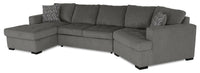 Legend 3-Piece Right-Facing Chenille Cuddler Sleeper Sectional with Chaise - Pewter 