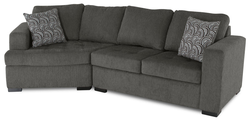 Made in Canada Legend 2-Piece Left-Facing Chenille Fabric Cuddler Sectional - Pewter Brown