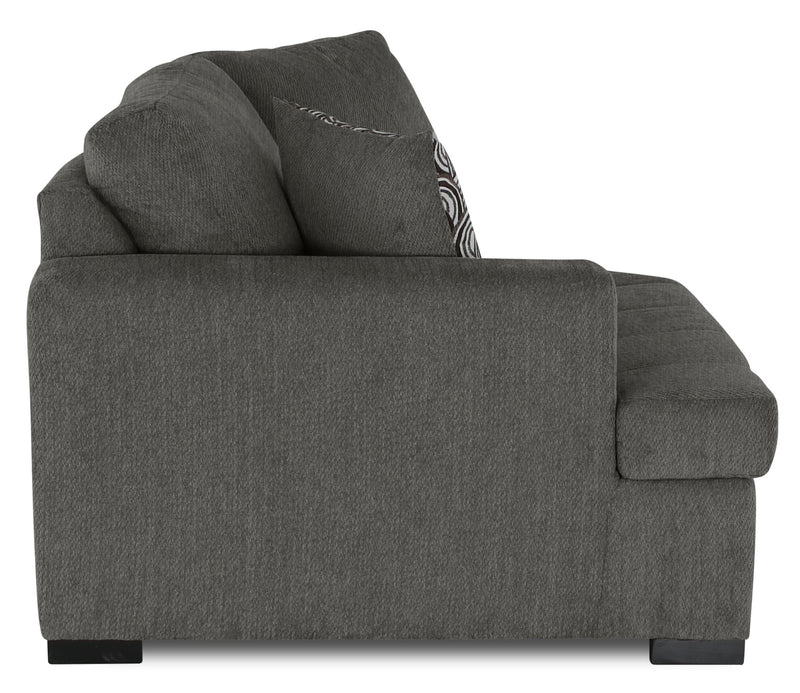Made in Canada Legend 2-Piece Left-Facing Chenille Fabric Cuddler Sectional - Pewter Brown