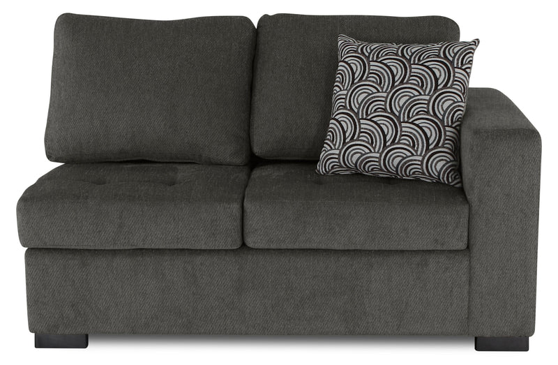 Made in Canada Legend 2-Piece Left-Facing Chenille Fabric Cuddler Sectional - Pewter Brown
