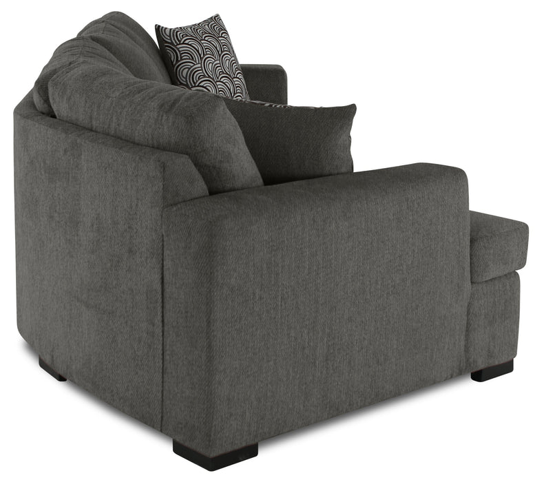 Made in Canada Legend 2-Piece Left-Facing Chenille Fabric Cuddler Sectional - Pewter Brown