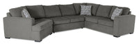 Made in Canada Legend 3-Piece Left-Facing Chenille Fabric Cuddler Sleeper Sectional - Pewter Brown 