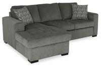 Made in Canada Legend 2-Piece Left-Facing Chenille Fabric Sleeper Sectional with Storage Chaise - Pewter Brown 