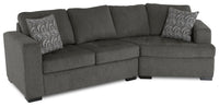 Made in Canada Legend 2-Piece Right-Facing Chenille Fabric Cuddler Sectional - Pewter Brown 