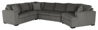 Legend 4-Piece Right-Facing Chenille Cuddler Sleeper Sectional - Pewter 