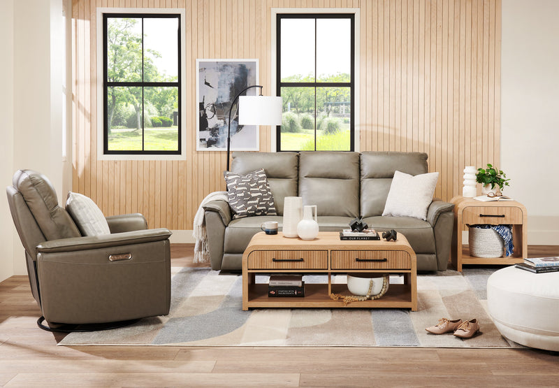 Scott Living Lenore 48” Modern Coffee Table with Storage, Shelf and Casters - Natural