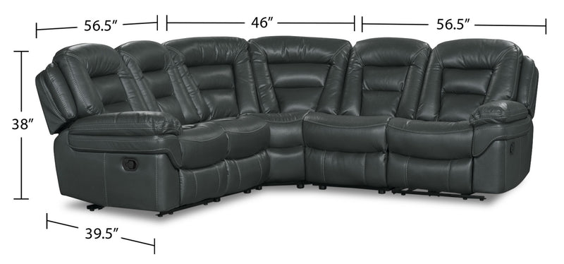 Leo 5-Piece Leather-Look Fabric Reclining Sectional - Grey