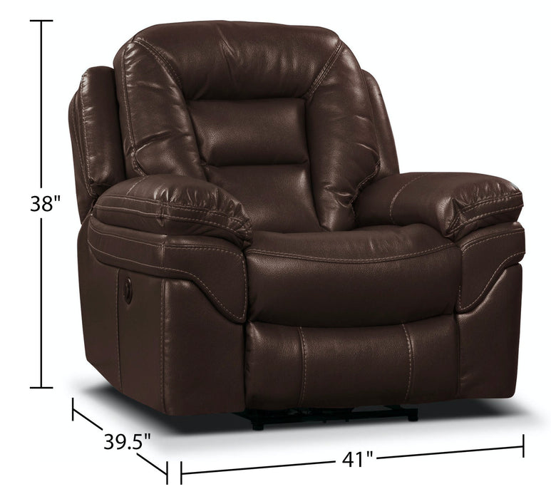 Leo 41\" Genuine Leather Fabric Power Reclining Chair - Walnut Brown