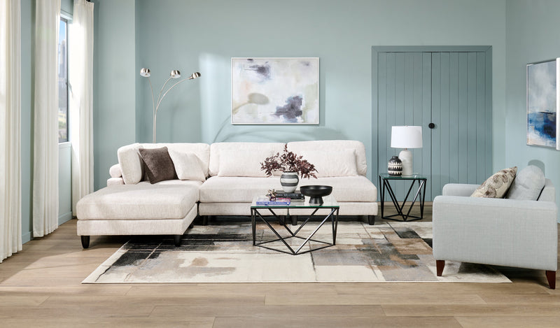 Lounge 4-Piece Chenille Modular Sectional with Ottoman – Beige 