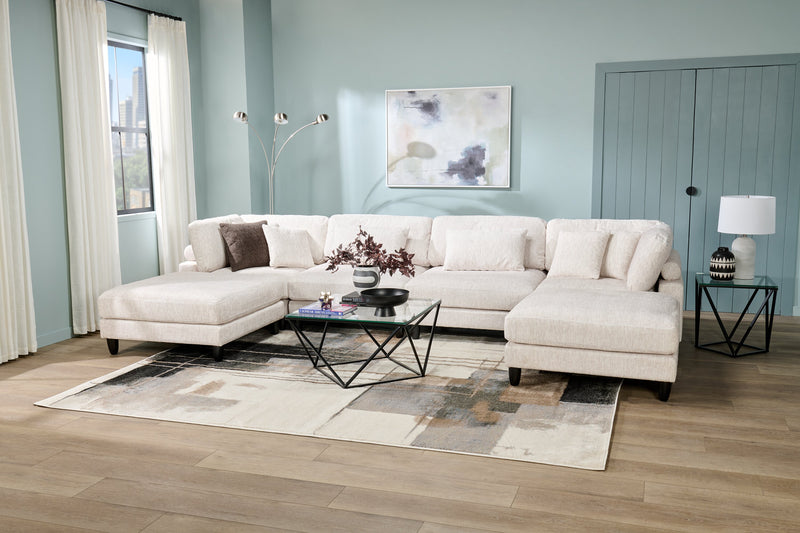 Lounge 6-Piece Chenille Modular Sectional – Beige 