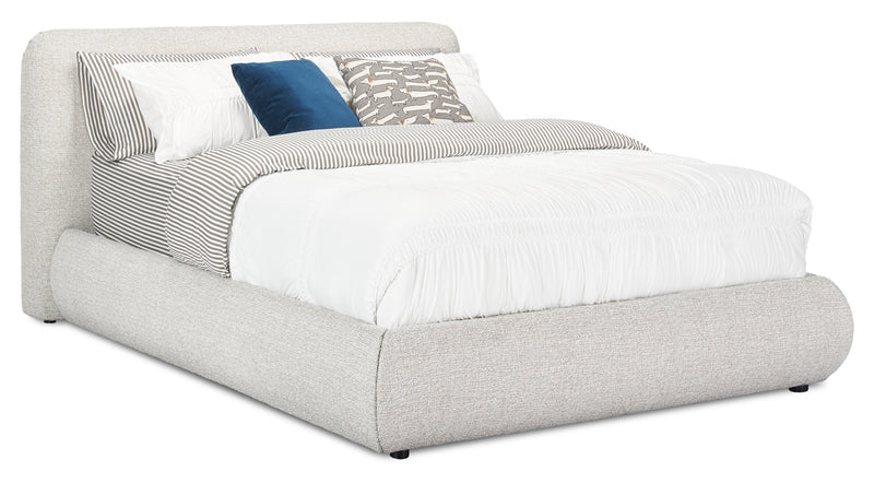 Luka Upholstered Platform Bed in Grey Polyester Fabric, Modern - Queen Size