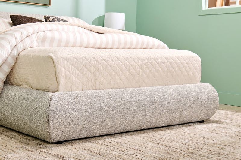 Luka Upholstered Platform Bed in Grey Polyester Fabric, Modern - Queen Size