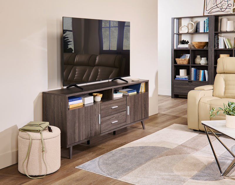 Malibu 72\" Modern TV Stand with Storage and Cable Management for TVs up to 80\"- Distressed Grey