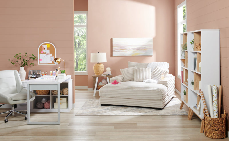 Malik 22\" Modern End Table with Storage and Shelf - White and Light Brown 