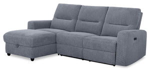 Meadow 2-Piece Left-Facing Charcoal Grey Chenille Fabric Power Reclining Sectional with Storage Chaise